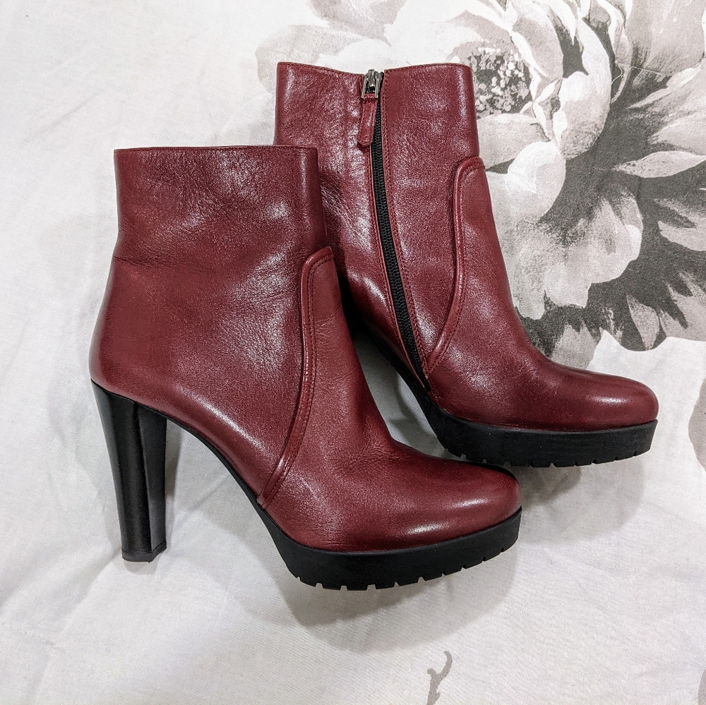 Emporio Armani Burgundy Ankle Boots